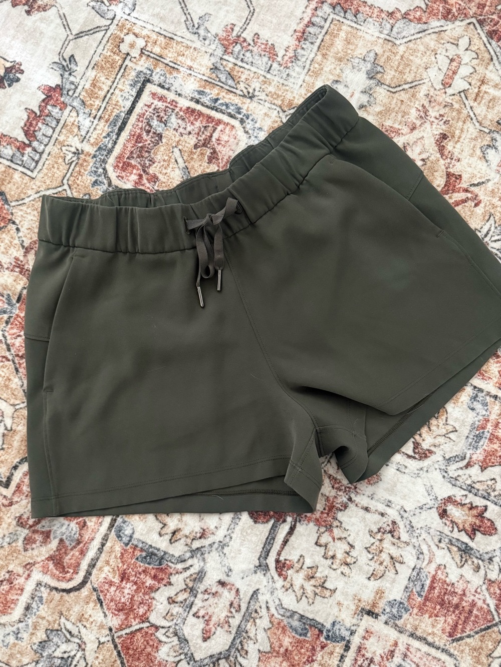 Lululemon Olive Green Drawstring Performance Shorts Size 4